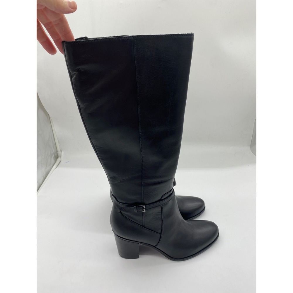 Naturalizer‎ Kalina Black Leather Tall Knee High Block Heel Boots 11W Wide
